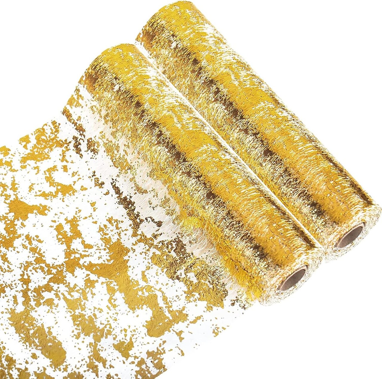 Gold Table Runner 2-Pack – 11x108” Sequin Glitter Metallic Mesh Table Runners for Weddings, Birthdays, Christmas & Party Decorations (Gold)